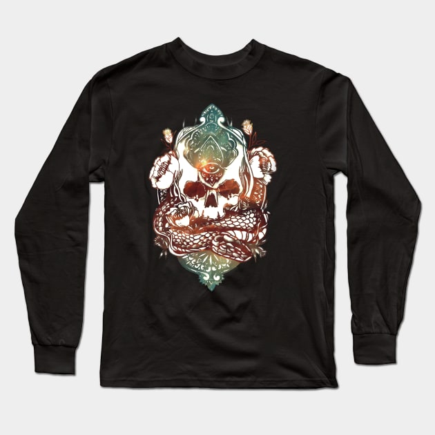 The Old Skull And The Snake Long Sleeve T-Shirt by MythicalWorld